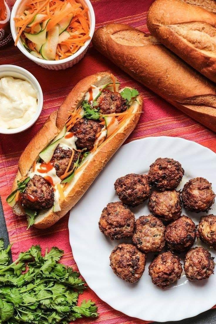 Vietnamese meatball sandwich